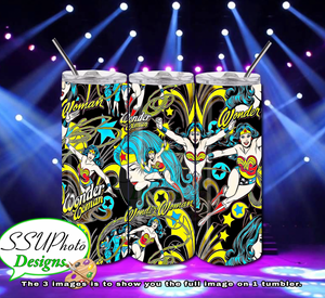 Wonder Woman Old School 20 OZ Skinny TumblerD Digital Design