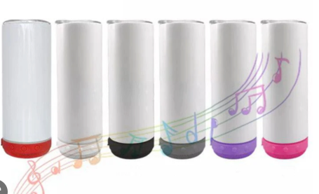 12 Blank 6 colors 20oz Straight Bluetooth Sublimation Tumblers