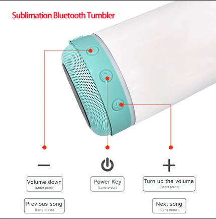 12 Blank 6 colors 20oz Straight Bluetooth Sublimation Tumblers