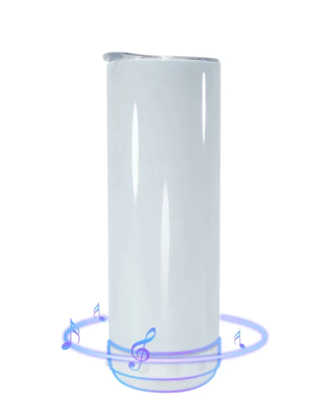 1 Case (25) Blank white Bottom 20oz Straight Bluetooth Sublimation Tumblers