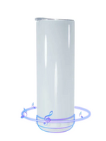 1 Case (25) Blank white Bottom 20oz Straight Bluetooth Sublimation Tumblers