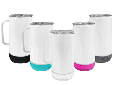 14oz Bluetooth Music Sublimation Tumbler Mugs 1 case (25pcs Mixed Colors)
