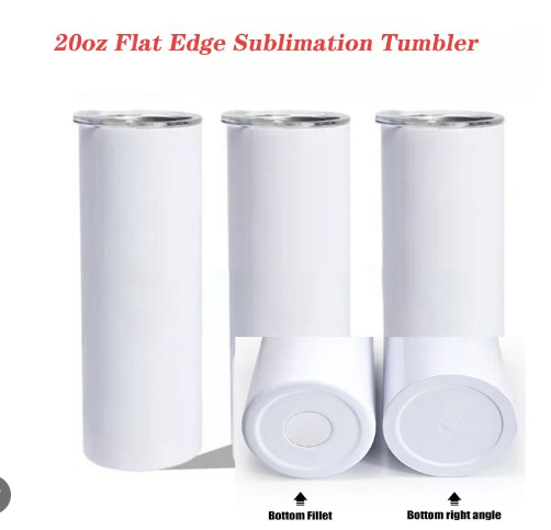 1 Case (25) Blank 20oz Straight Flat Bottom Sublimation Tumblers