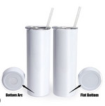 1 Case (25) Blank 20oz Straight Flat Bottom Sublimation Tumblers bulk