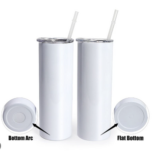 1 Case (25) Blank 20oz Straight Flat Bottom Sublimation Tumblers bulk