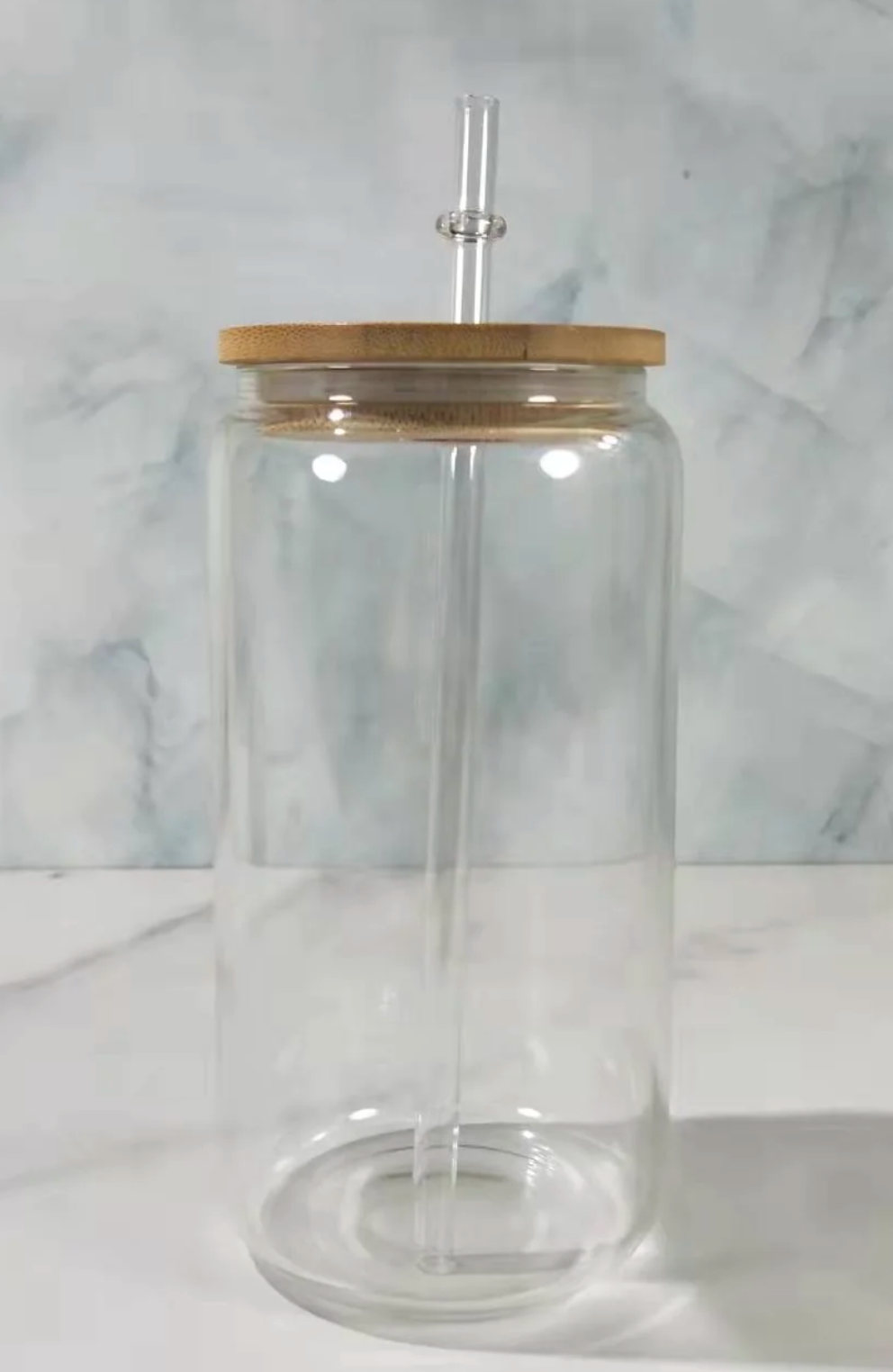 Case (25)16oz Clear Bamboo Lid Sublimation Glass