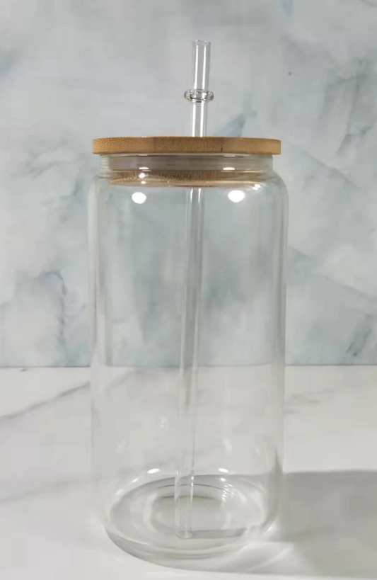 Case (25)16oz Clear Bamboo Lid Sublimation Glass