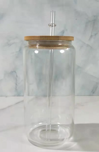 Case (25)16oz Clear Bamboo Lid Sublimation Glass