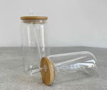 Case (25)16oz Clear Bamboo Lid Sublimation Glass