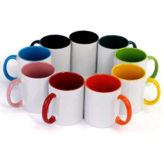 Custom Designed  white Mug with colored handle