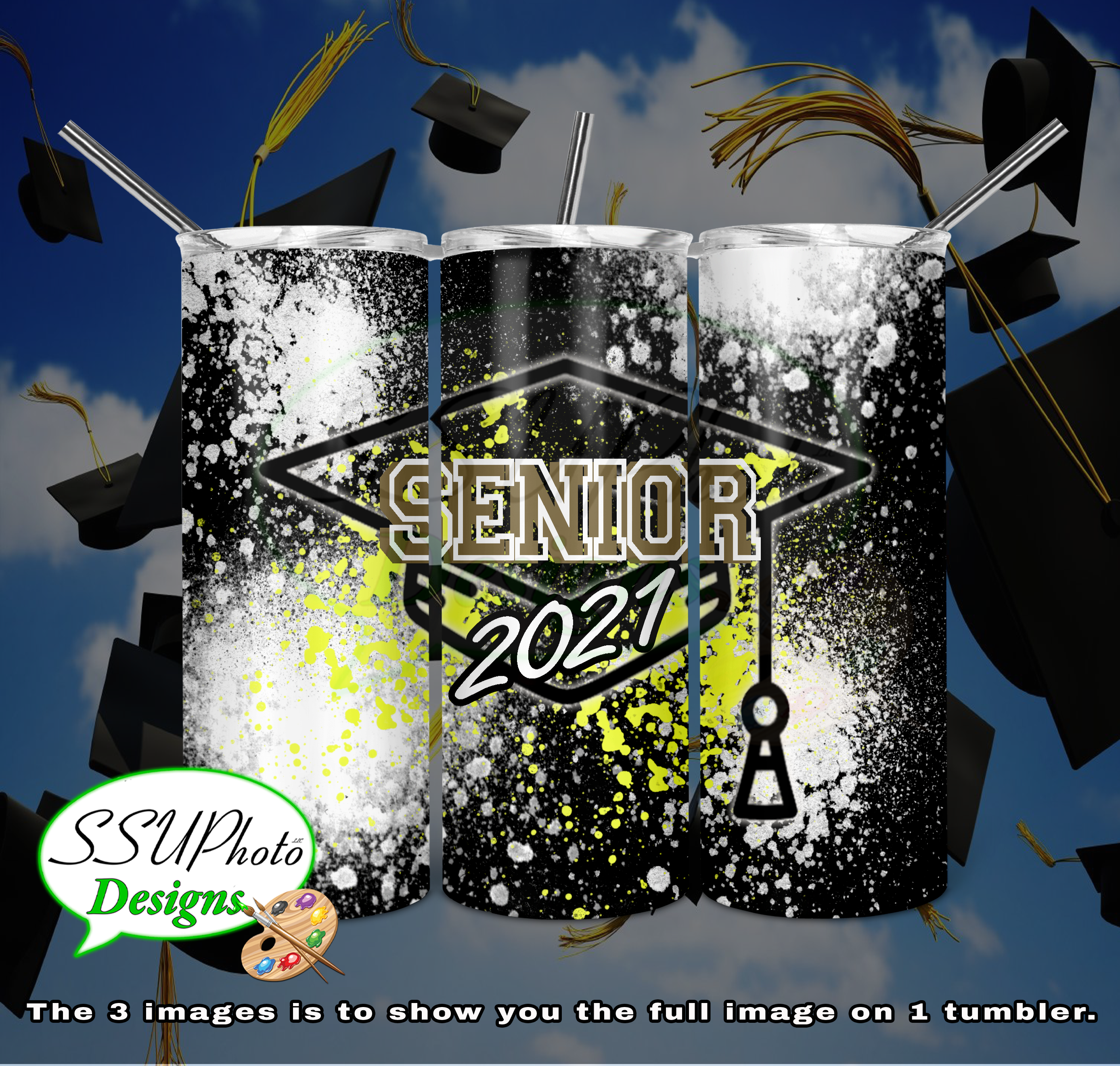 Seniors 2021 Splatter20 oz and 30oz OZ Skinny TumblerD Digital Design
