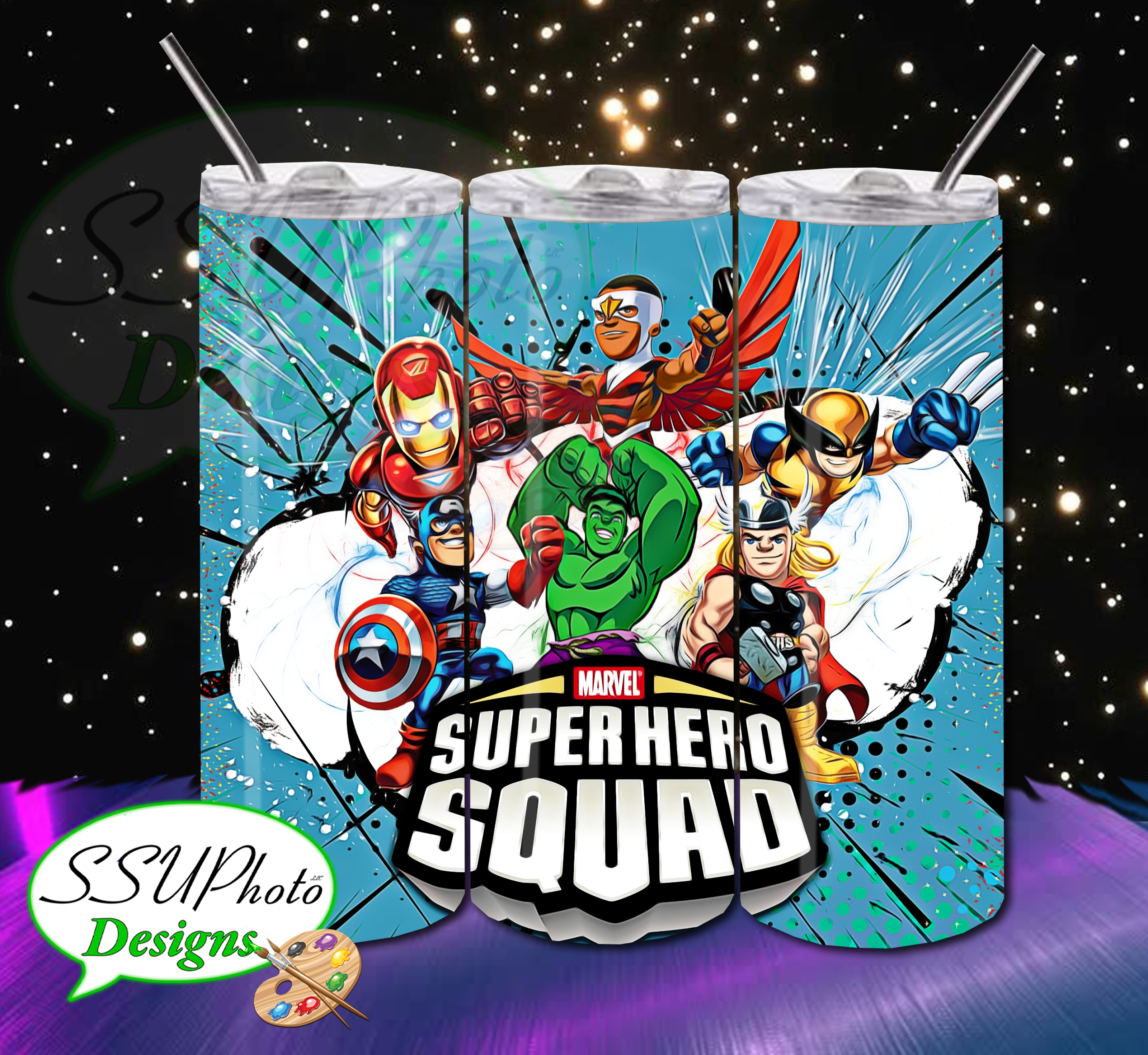 Superhero Squad 20 OZ Skinny TumblerD Digital Design