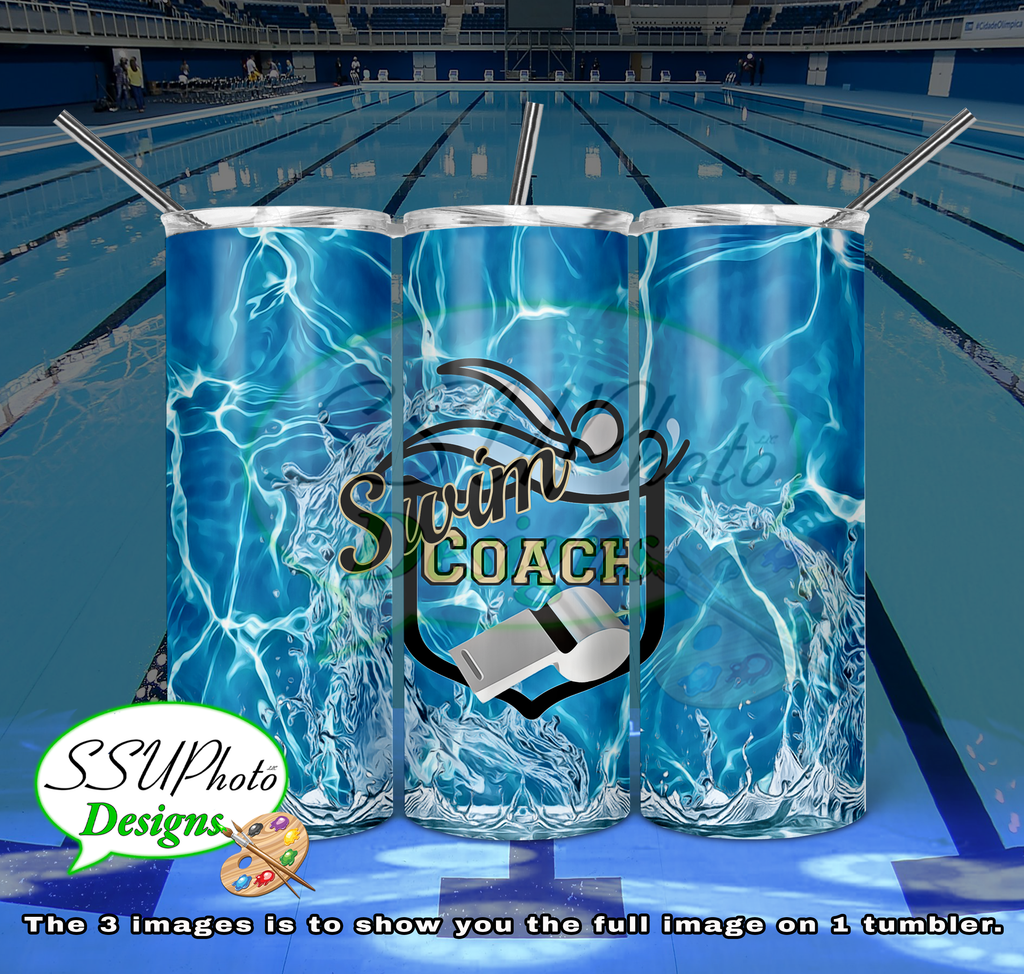 Swim Coach 20 OZ Skinny TumblerD Digital Design