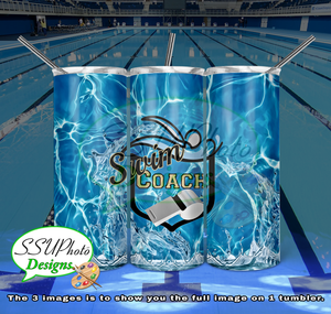 Swim Coach 20 OZ Skinny TumblerD Digital Design