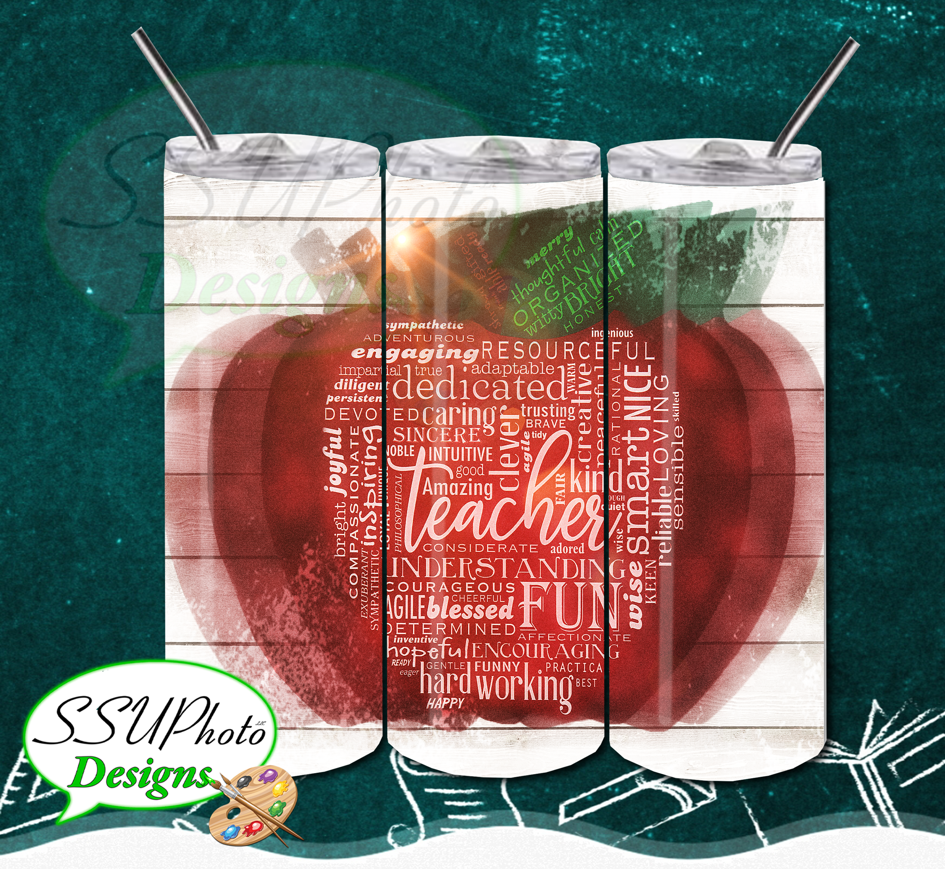 Teacher 1 20 OZ Skinny TumblerD Digital Design