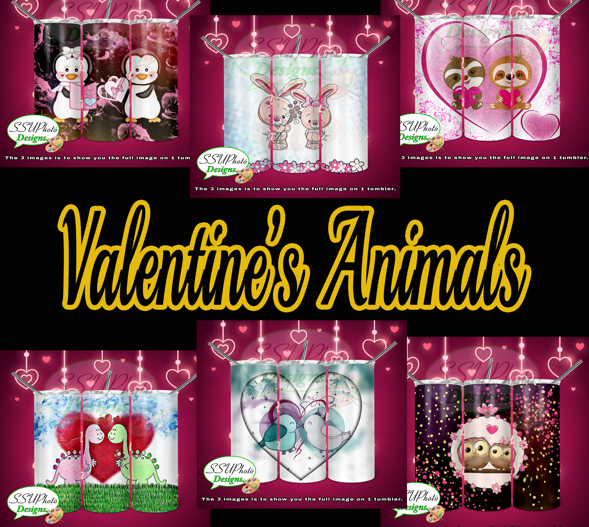 Valentine's Animal Collection 20 OZ Skinny TumblerD Digital Design