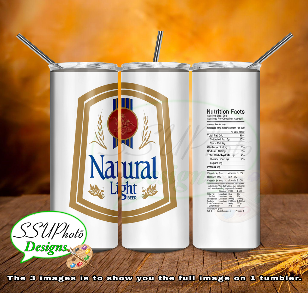 Vintage Natural Light 20 oz and 30oz OZ Skinny TumblerD Digital Design