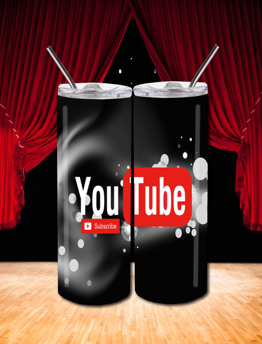 You Tube 20 OZ Skinny TumblerD Digital Design