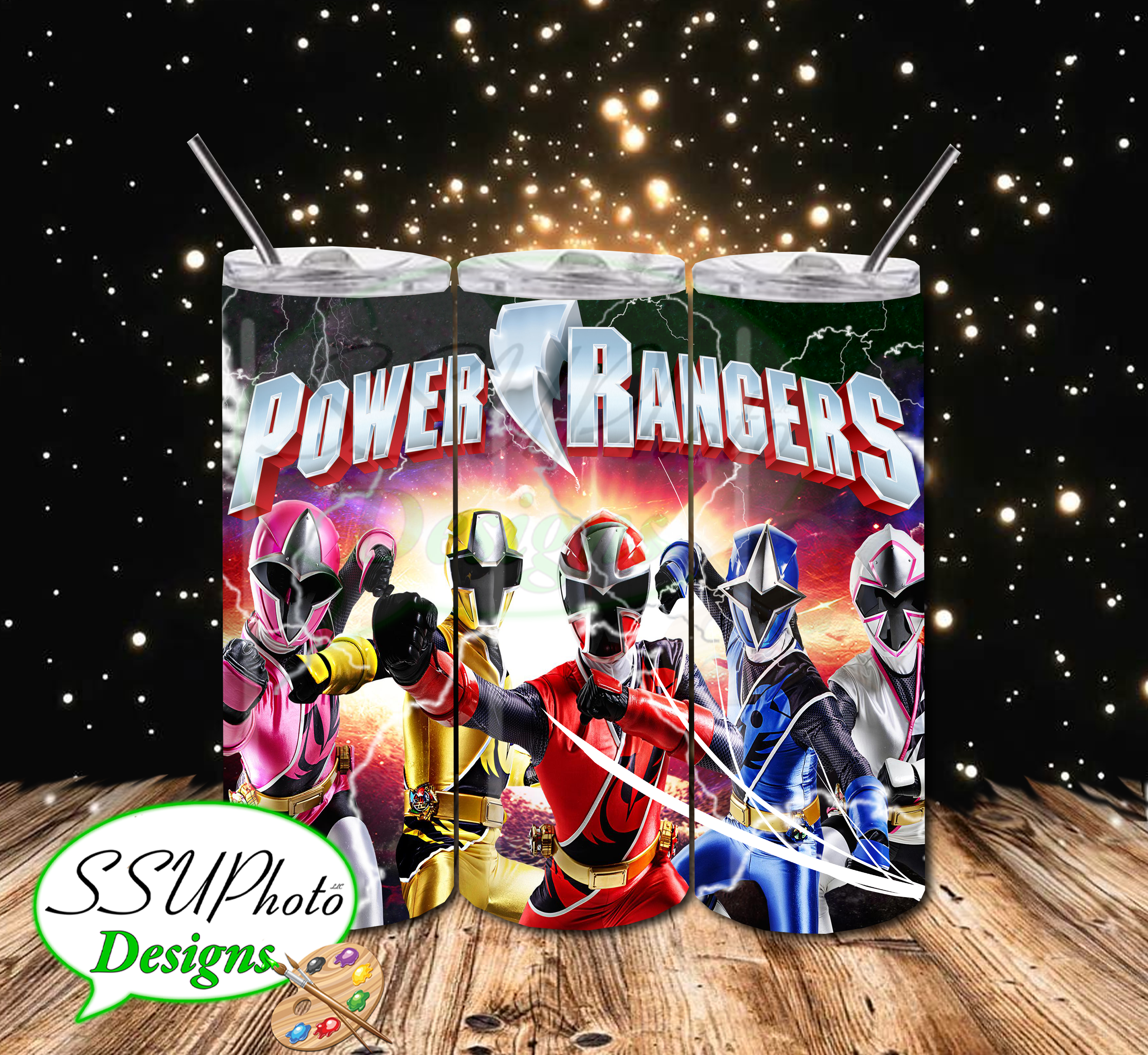 Power Rangers Group 20 OZ Skinny TumblerD Digital Design