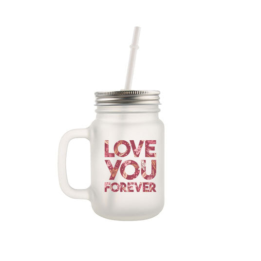Frosted mason far glass mug